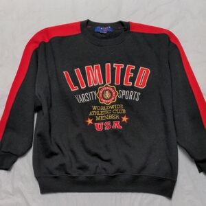 The Limited Vintage 90s Red Black Embroidered Crewneck Logo Sweatshirt Sz XL